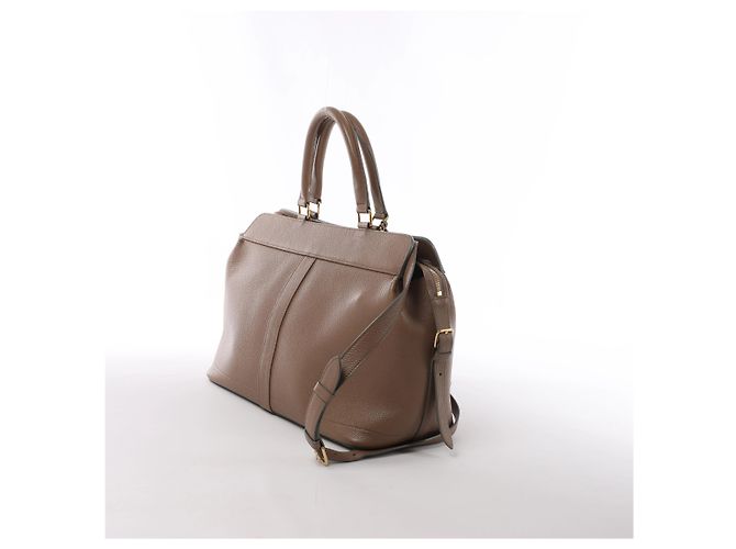 Céline Celine Cabas de France Hippopotamus Medium Borsa a mano 2Way in pelle Marrone Beige - vista 3