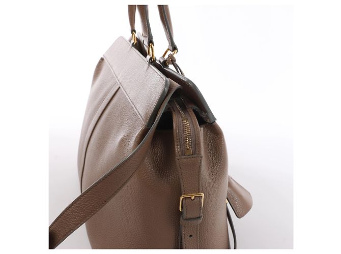 Céline Celine Cabas de France Hippopotamus Medium Borsa a mano 2Way in pelle Marrone Beige - vista 4