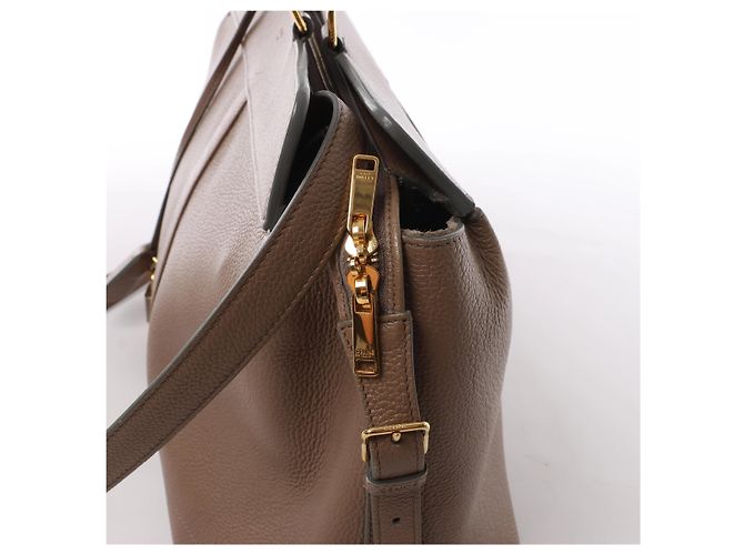 Céline Celine Cabas de France Hippopotamus Medium Borsa a mano 2Way in pelle Marrone Beige - vista 5