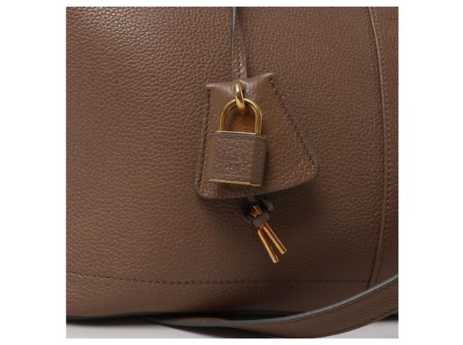 Céline Celine Cabas de France Hippopotamus Medium Borsa a mano 2Way in pelle Marrone Beige - vista 6