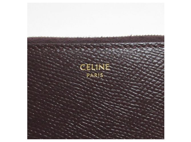 Céline Portafoglio Compatto con Cerniera Tonda Celine Rosso Bordò - vista 4