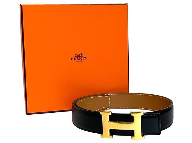 Hermès HERMES Vintage Constance Leather Belt Black Beige - view 14
