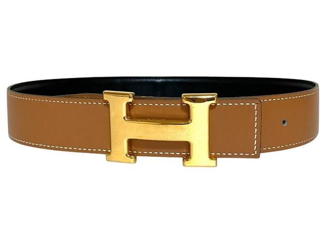 Hermès HERMES Vintage Constance Leather Belt Black Beige - view 6