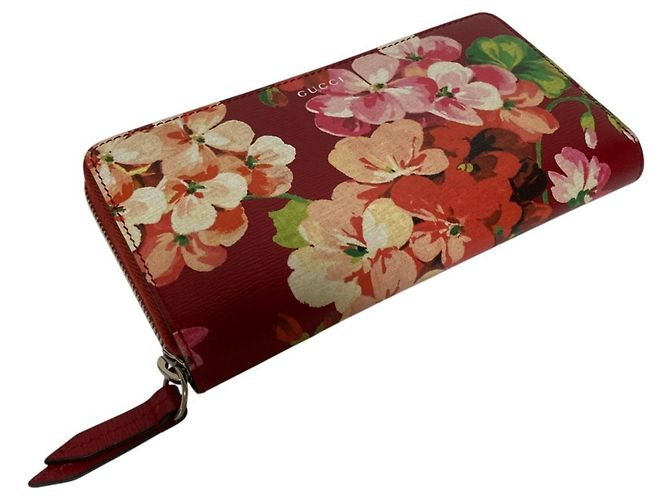 Cartera larga con cremallera redonda GUCCI Blooms Roja - vista 2