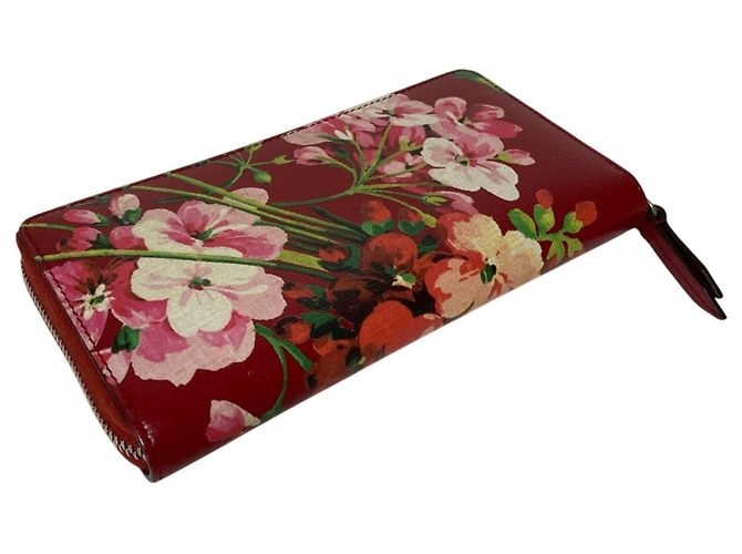 Cartera larga con cremallera redonda GUCCI Blooms Roja - vista 3