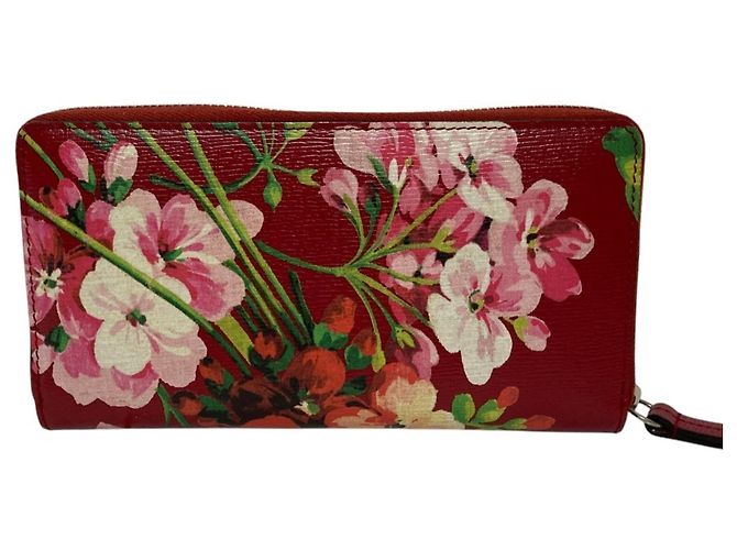 Cartera larga con cremallera redonda GUCCI Blooms Roja - vista 4