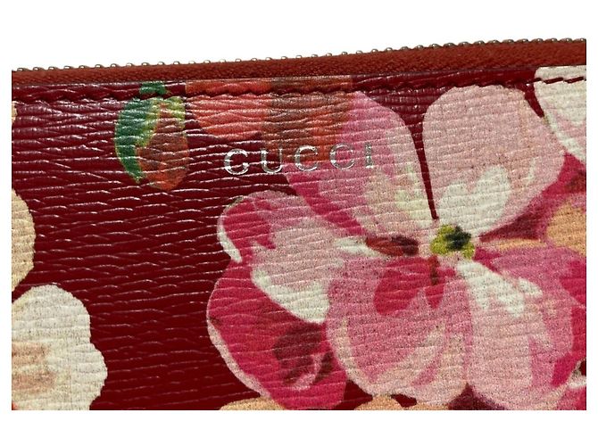 Cartera larga con cremallera redonda GUCCI Blooms Roja - vista 5