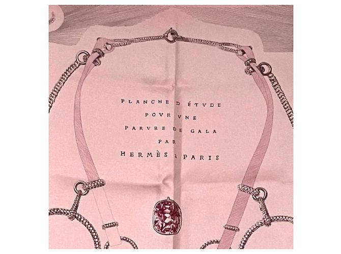 Hermès HERMES Etude pour une Parure de Gala Seidentuch Rosa Pink - Ansicht 3