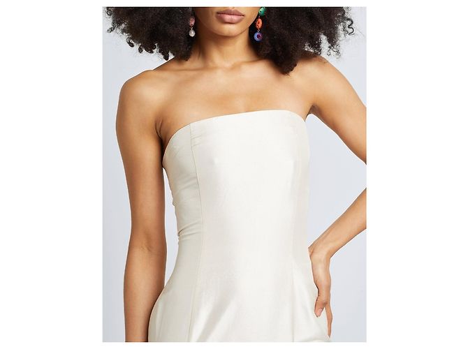 Autre Marque 8 By Yoox cremefarbenes Seiden-Midi-Kleid Roh - Ansicht 3