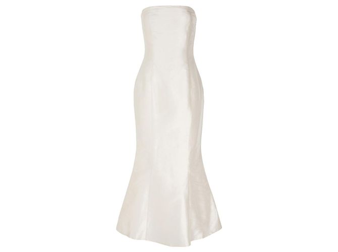 Autre Marque 8 By Yoox cremefarbenes Seiden-Midi-Kleid Roh - Ansicht 6