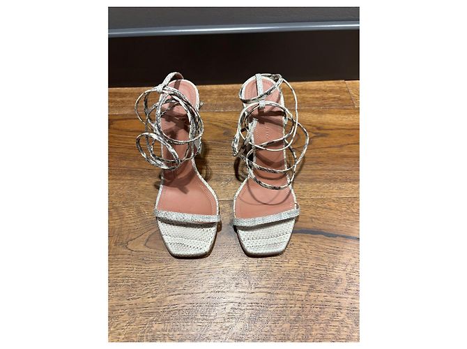 Amina Muaddi Gilda Python Print Sandals - view 11