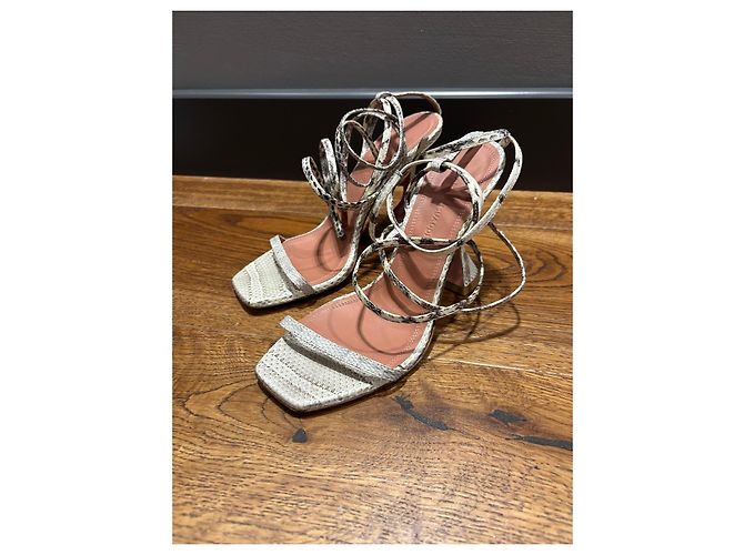 Amina Muaddi Gilda Python Print Sandals - view 2