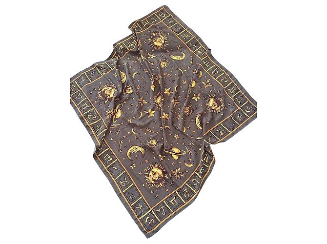 Gianni Versace Seidenschal mit astrologischem Print Braun Mehrfarben Golden - Ansicht 2
