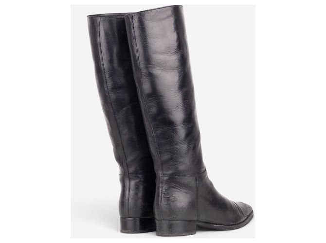 Prada Reitstiefel mit spitzer Zehe aus den 2000ern Schwarz - Ansicht 2