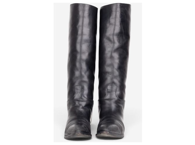 Prada Reitstiefel mit spitzer Zehe aus den 2000ern Schwarz - Ansicht 3