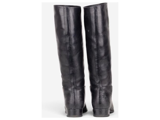 Prada Reitstiefel mit spitzer Zehe aus den 2000ern Schwarz - Ansicht 4