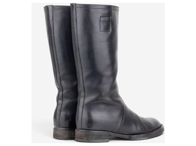 Miu Miu AW01 ‘Peco’ Biker Riding Combat Boots Schwarz - Ansicht 2