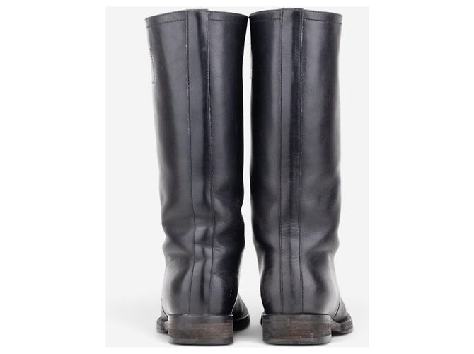 Miu Miu AW01 ‘Peco’ Biker Riding Combat Boots Schwarz - Ansicht 6