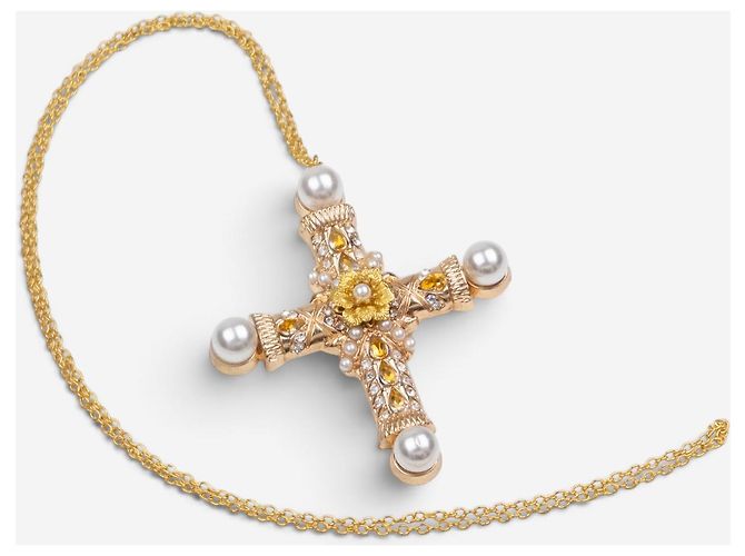 Colar de Cruz com Pérolas Cor Dourada Dolce & Gabbana dos anos 2000 Dourado - vista 2