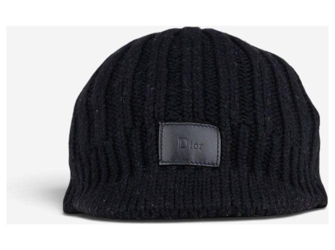 Autre Marque Berretto in maglia Dior Homme con patch logo in pelle e visiera Nero - vista 2