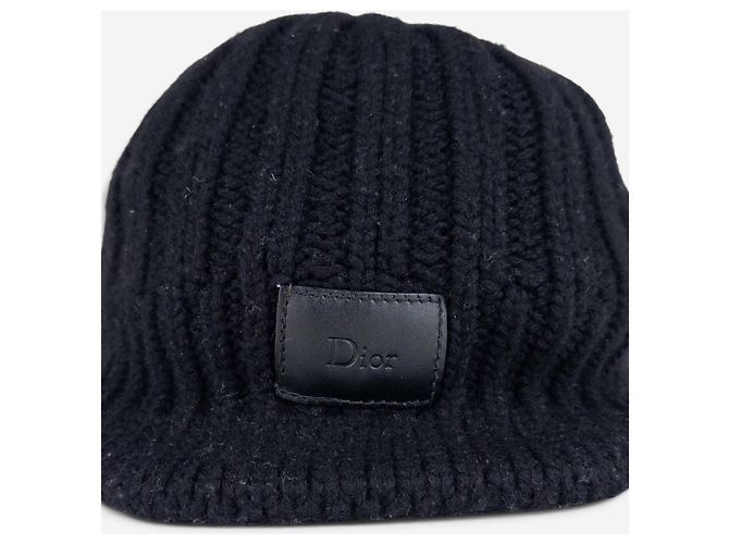 Autre Marque Berretto in maglia Dior Homme con patch logo in pelle e visiera Nero - vista 4
