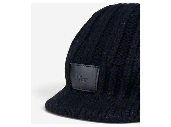 Autre Marque Berretto in maglia Dior Homme con patch logo in pelle e visiera Nero - vista 5
