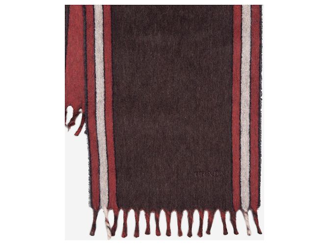 Prada AW07 gestreifter Flauschschal Braun - Ansicht 2