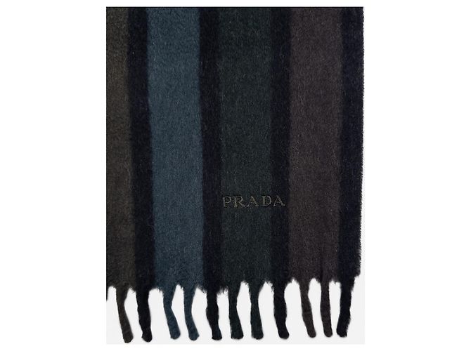 Bufanda de rayas suaves Prada AW07 Negro - vista 4