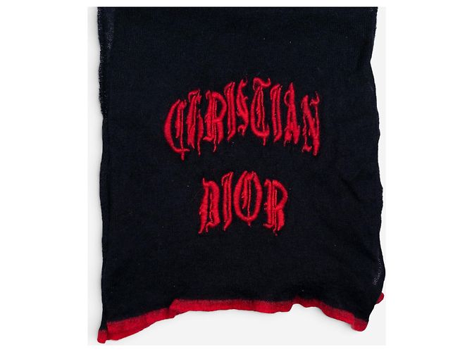 Autre Marque Sciarpa Dior by Galliano SS02 con ricamo logo 'Gothic' fuzzy Nero - vista 5