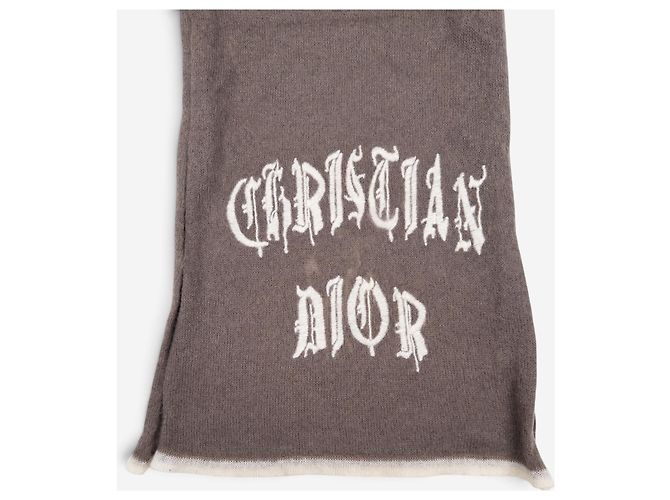 Autre Marque Sciarpa Dior by Galliano SS02 con ricamo logo 'Gothic' fuzzy Marrone - vista 5