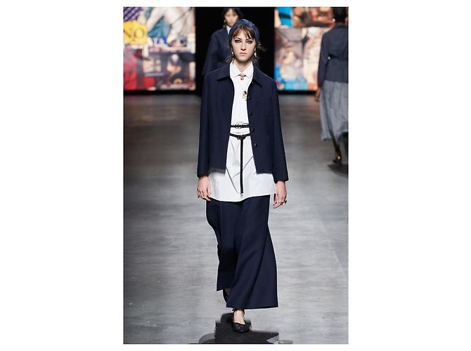 Christian Dior Caro Wolle & Seide Jacke Navy Dunkelblau - Ansicht 2