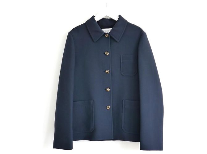 Christian Dior Caro Wolle & Seide Jacke Navy Dunkelblau - Ansicht 3