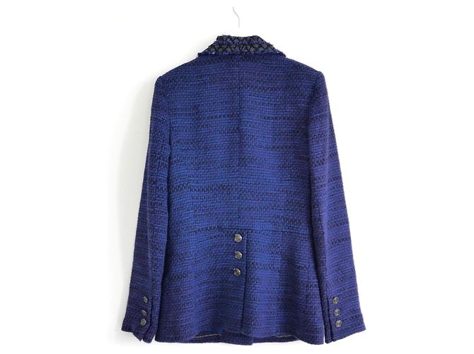 Giacca Chanel Primavera 2009 in tweed indaco Blu - vista 10