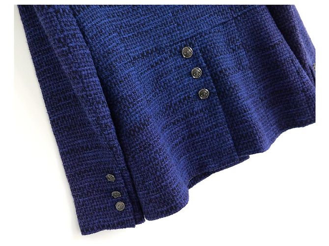 Giacca Chanel Primavera 2009 in tweed indaco Blu - vista 6