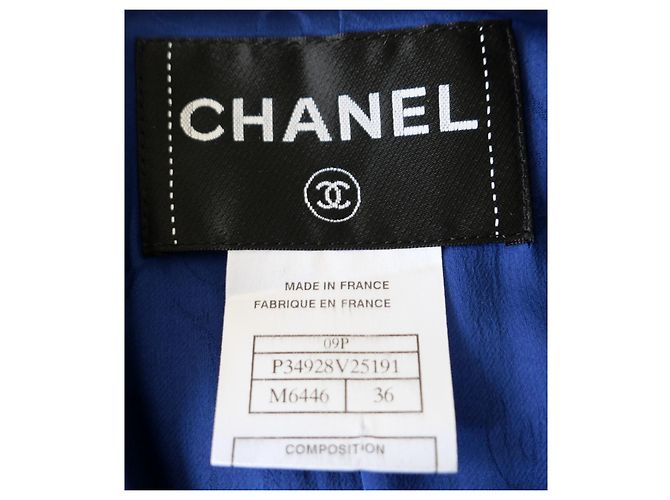 Giacca Chanel Primavera 2009 in tweed indaco Blu - vista 7