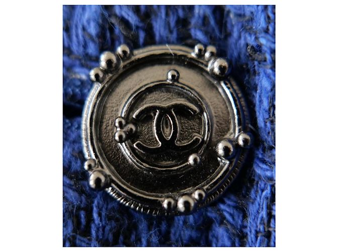 Giacca Chanel Primavera 2009 in tweed indaco Blu - vista 9