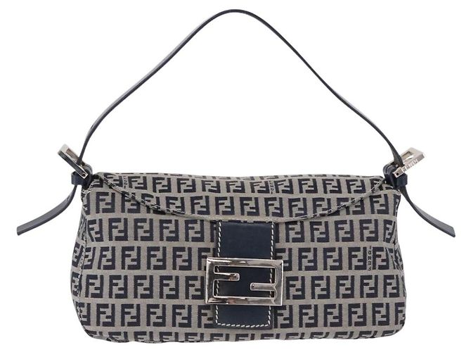 Fendi Baguette Zucchino Canvas Mini Blu navy - vista 2