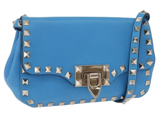 Valentino Garavani Rockstud Flip Lock Compartment Leather Small Azul - vista 3