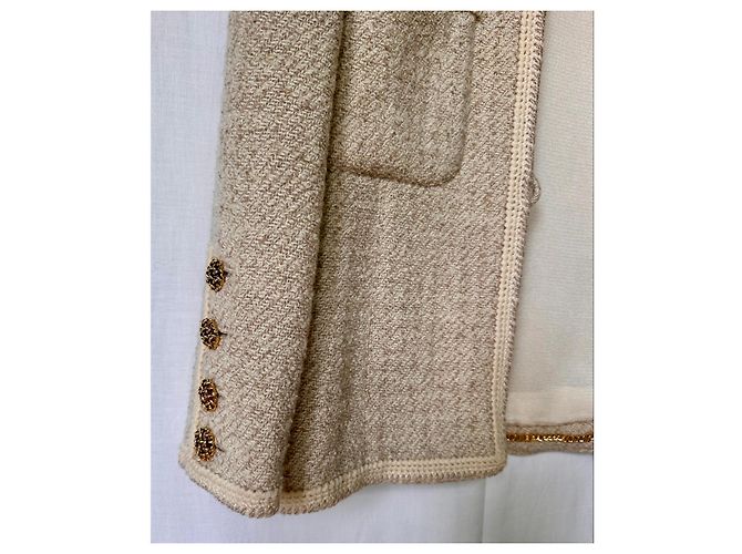 Tailleur Chanel in tweed beige giacca e gonna - vista 4