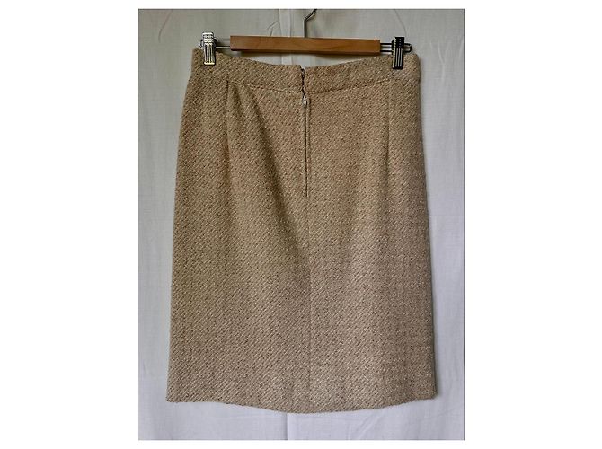 Tailleur Chanel in tweed beige giacca e gonna - vista 6