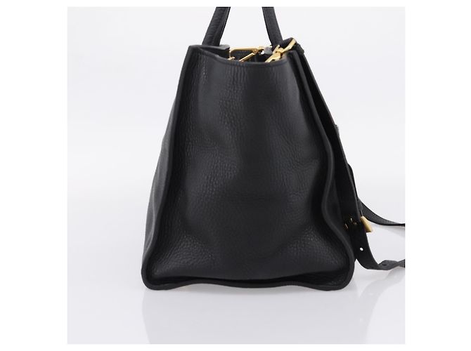 Prada Front Pocket Convertible Vitello Daino Medium Negro - vista 3