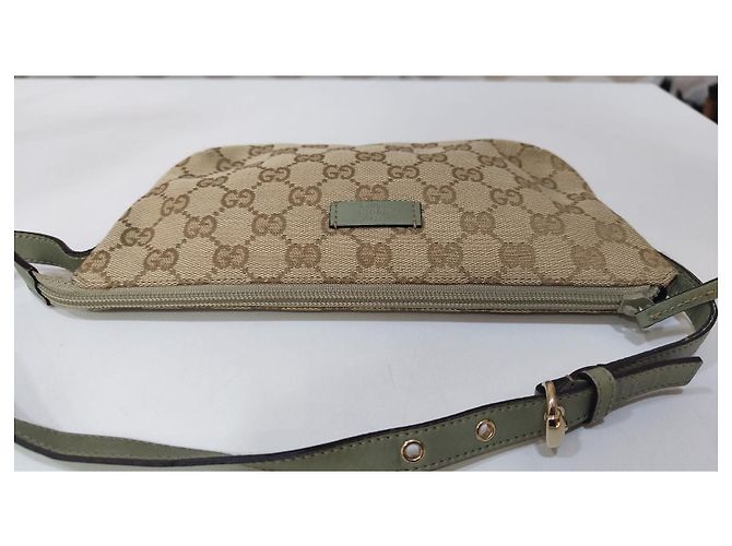 Borsa a tracolla Gucci GG Supreme Beige e Verde Chiaro - vista 4