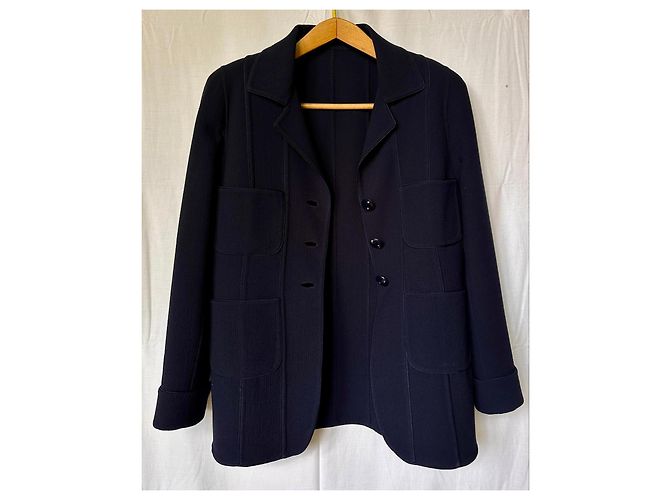 Tailleur Chanel in lana nera con giacca e gonna Nero - vista 3