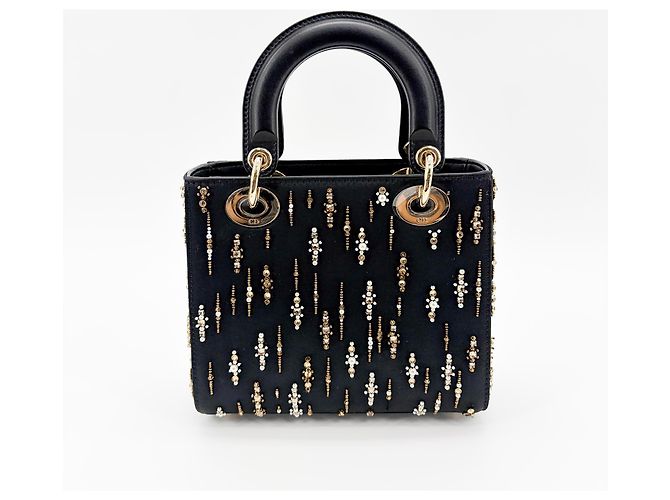 Christian Dior Lady Dior Raso Nero e Ricami di Perline - vista 3