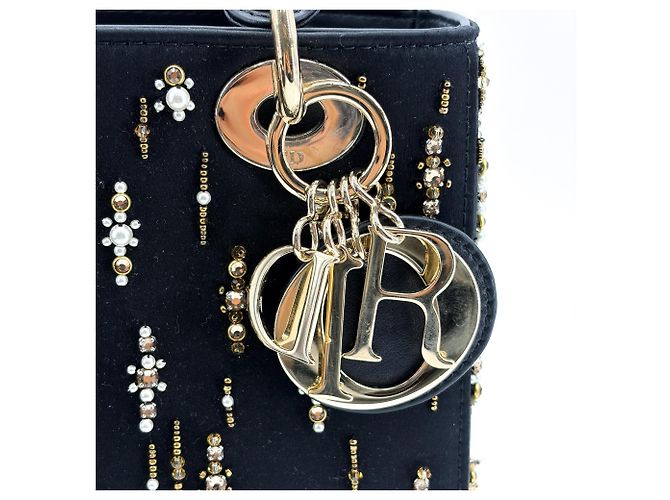 Christian Dior Lady Dior Raso Nero e Ricami di Perline - vista 7