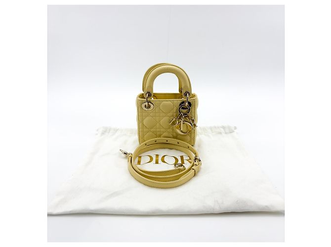 Christian Dior Lady Dior Lambskin Yellow - view 2