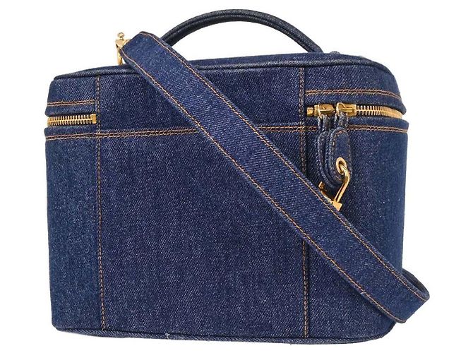 Chanel Vintage Vanity Case Printed Denim Medium Blau - Ansicht 2