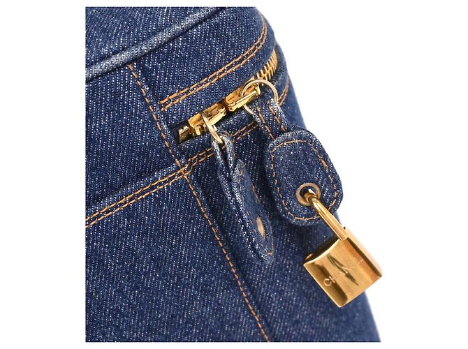 Chanel Vintage Vanity Case Printed Denim Medium Blau - Ansicht 7