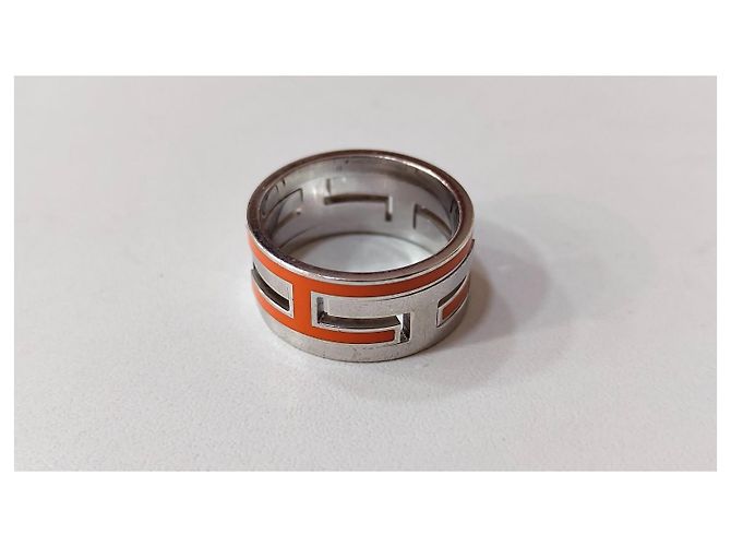 Bague Hermès Move Argent et Émail Orange Bijouterie argentée - vue 4