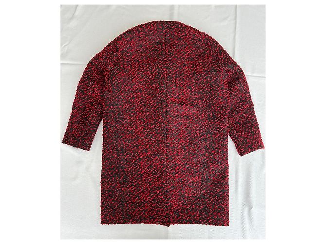 Balenciaga Abrigo de lana texturizada rojo y negro Roja - vista 2